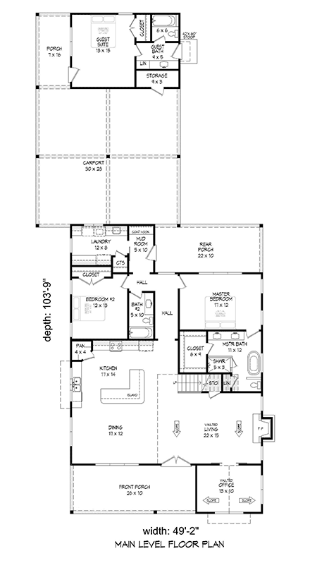 Country House Plan 81563 with 5 Beds, 4 Baths, 2 Car Garage First Level Plan