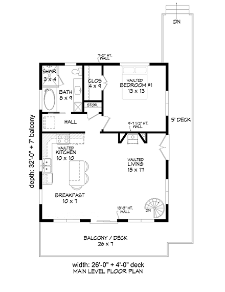 Contemporary Garage-Living Plan 81565 with 1 Beds, 1 Baths First Level Plan