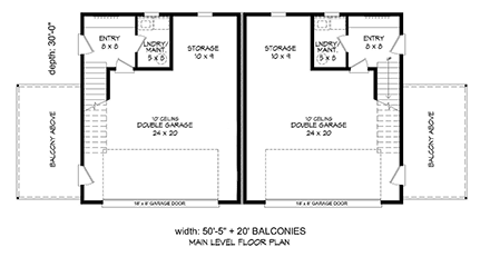 Contemporary Multi-Family Plan 81568 with 2 Beds, 2 Baths, 2 Car Garage First Level Plan