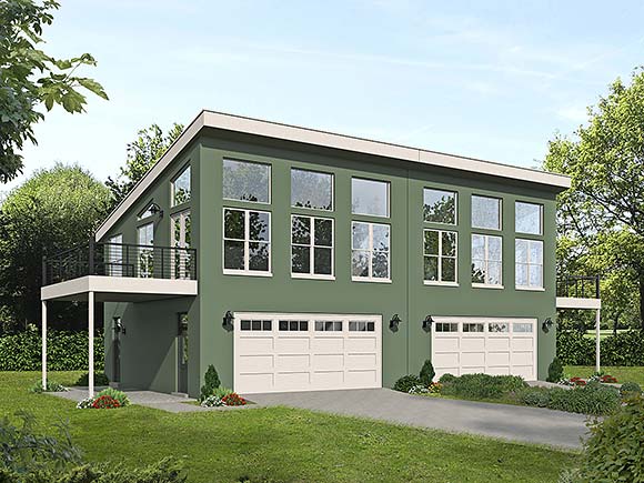 Contemporary Multi-Family Plan 81568 with 2 Beds, 2 Baths, 2 Car Garage Elevation