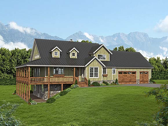 Country, Farmhouse, Traditional House Plan 81570 with 3 Beds, 3 Baths, 3 Car Garage Elevation
