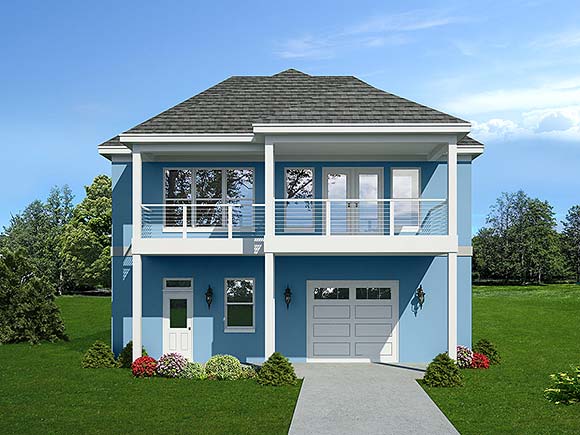Contemporary Garage-Living Plan 81572 with 1 Beds, 2 Baths, 3 Car Garage Elevation