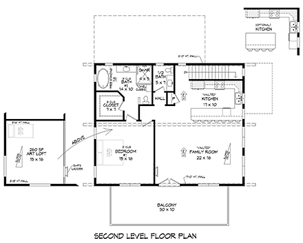 Contemporary, Modern Garage-Living Plan 81574 with 3 Beds, 4 Baths, 2 Car Garage Second Level Plan