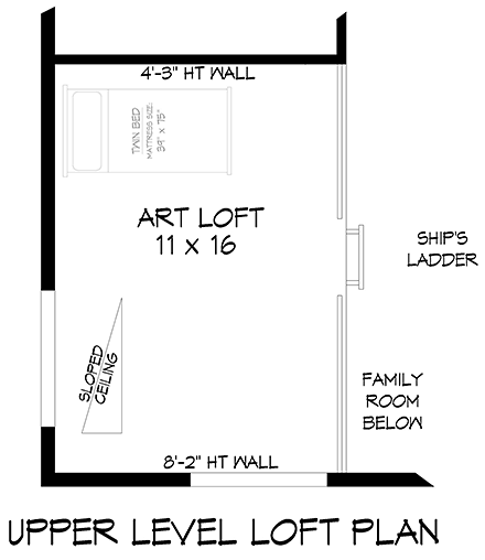 Coastal, Contemporary, Modern House Plan 81579 with 3 Beds, 2 Baths, 2 Car Garage Third Level Plan