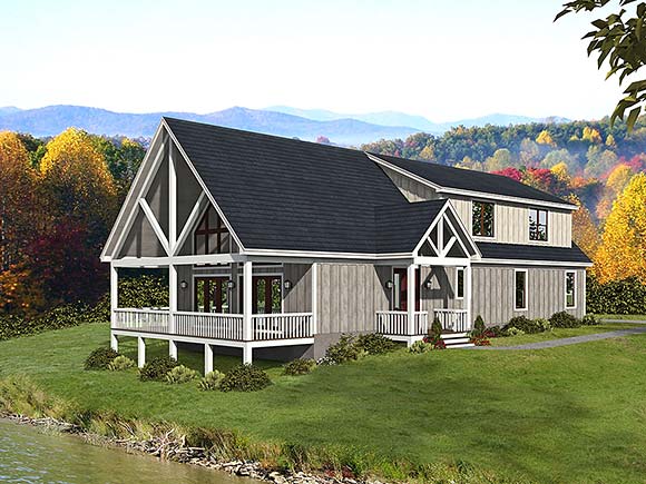 Cabin, Country, Prairie, Ranch, Traditional House Plan 81594 with 3 Beds, 3 Baths, 2 Car Garage Elevation