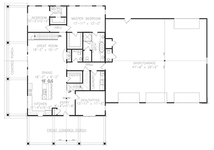 Barndominium, Craftsman House Plan 81601 with 3 Beds, 4 Baths, 3 Car Garage First Level Plan