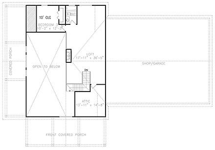 Barndominium, Craftsman House Plan 81601 with 3 Beds, 4 Baths, 3 Car Garage Second Level Plan