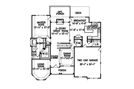 Traditional House Plan 81604 with 5 Beds, 3 Baths, 2 Car Garage First Level Plan