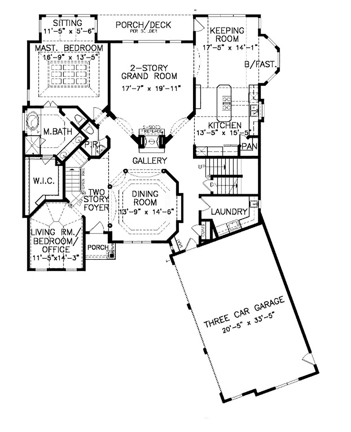 Traditional, Tudor House Plan 81612 with 3 Beds, 4 Baths, 3 Car Garage Level One