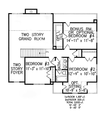 Traditional House Plan 81618 with 3 Beds, 3 Baths, 2 Car Garage Second Level Plan