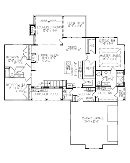 Country, Farmhouse House Plan 81620 with 3 Beds, 3 Baths, 2 Car Garage First Level Plan