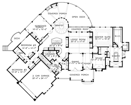 Farmhouse, Southern House Plan 81623 with 3 Beds, 3 Baths, 2 Car Garage First Level Plan