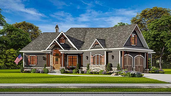 Farmhouse House Plan 81625 with 3 Beds, 3 Baths, 2 Car Garage Elevation