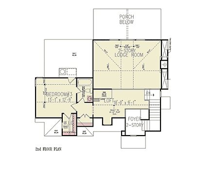 Craftsman, Farmhouse House Plan 81634 with 3 Beds, 2 Baths Second Level Plan