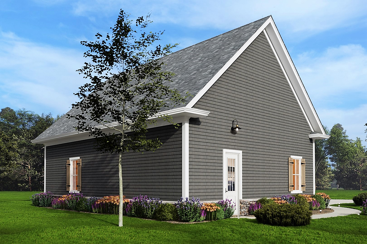 Cottage, Craftsman, Farmhouse Plan, 2 Car Garage Rear Elevation