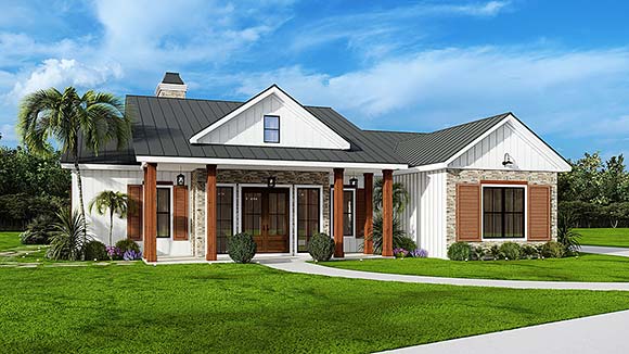 Coastal, Craftsman, Ranch House Plan 81638 with 3 Beds, 2 Baths, 2 Car Garage Elevation