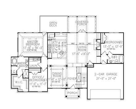 Craftsman House Plan 81640 with 4 Beds, 3 Baths, 2 Car Garage First Level Plan