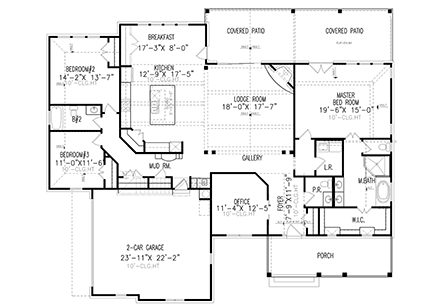 Farmhouse House Plan 81641 with 3 Beds, 3 Baths, 2 Car Garage First Level Plan