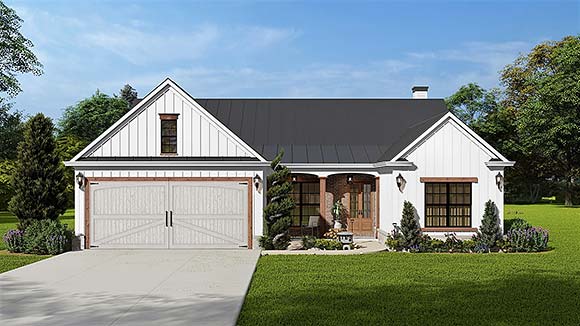 Farmhouse, Ranch, Traditional House Plan 81643 with 3 Beds, 2 Baths, 2 Car Garage Elevation