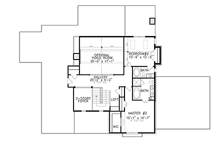 Country, Farmhouse, New American, Traditional House Plan 81645 with 4 Beds, 5 Baths, 2 Car Garage Second Level Plan