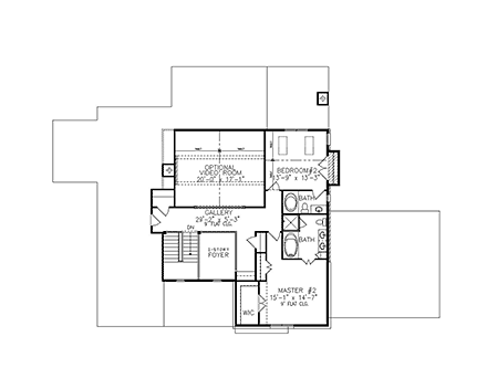 Farmhouse, New American, Traditional House Plan 81647 with 4 Beds, 5 Baths, 2 Car Garage Second Level Plan