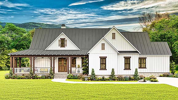 Cottage, Craftsman, Farmhouse, New American, Ranch House Plan 81650 with 3 Beds, 3 Baths, 2 Car Garage Elevation
