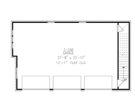 Bungalow, Craftsman, Traditional Garage-Living Plan 81653 with 1 Beds, 1 Baths, 3 Car Garage First Level Plan