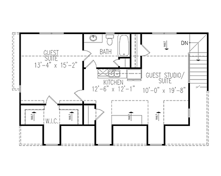 Bungalow, Craftsman, Traditional Garage-Living Plan 81653 with 1 Beds, 1 Baths, 3 Car Garage Second Level Plan