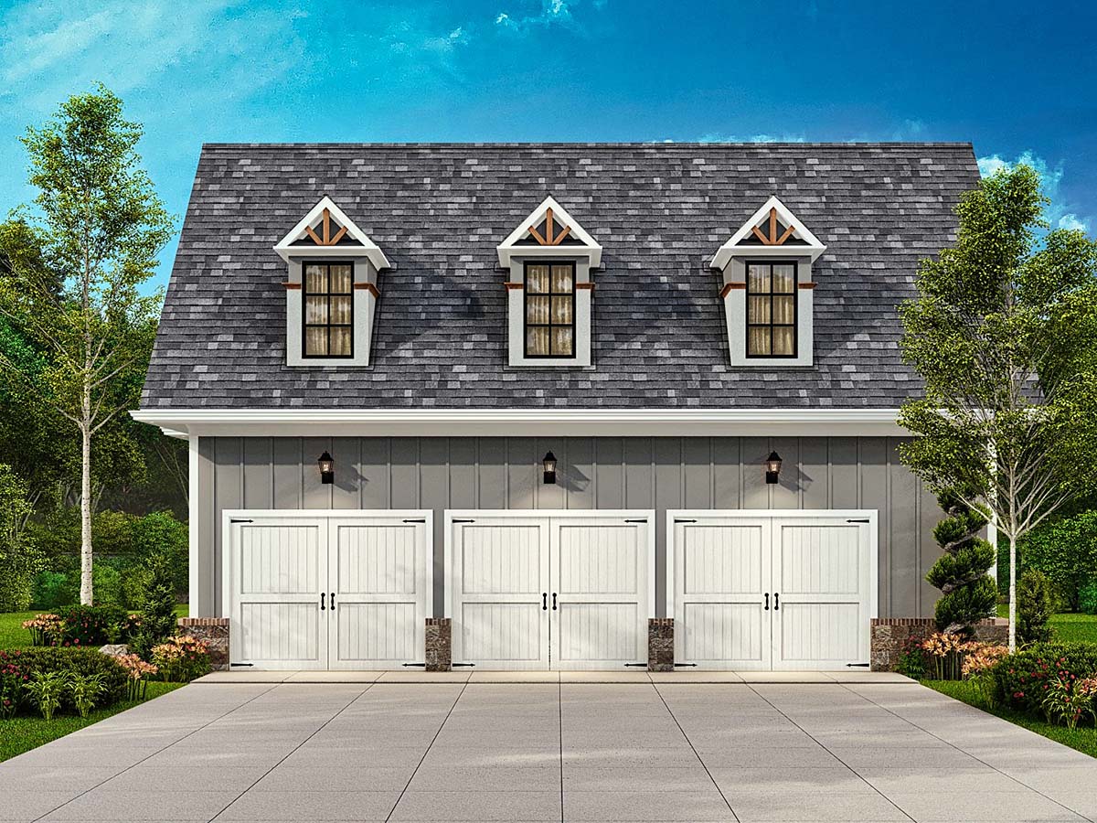 Bungalow, Craftsman, Traditional Plan with 814 Sq. Ft., 1 Bedrooms, 1 Bathrooms, 3 Car Garage Elevation