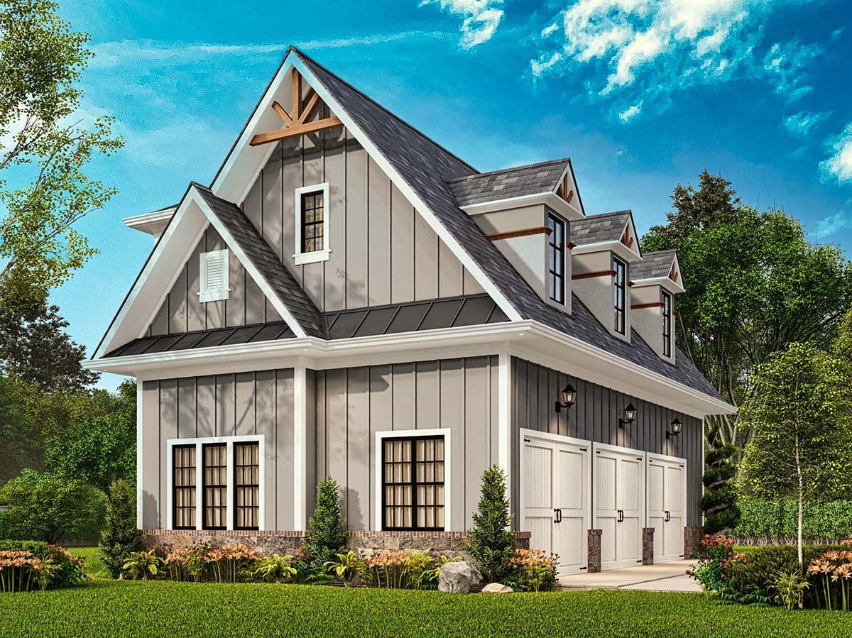 Bungalow, Craftsman, Traditional Plan with 814 Sq. Ft., 1 Bedrooms, 1 Bathrooms, 3 Car Garage Picture 3
