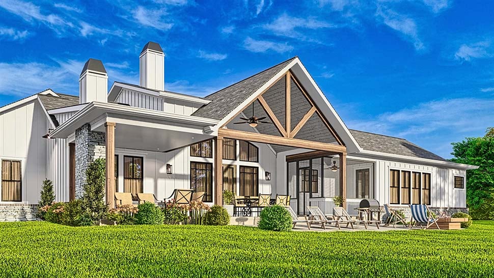 Farmhouse Plan with 2970 Sq. Ft., 4 Bedrooms, 4 Bathrooms, 2 Car Garage Picture 5