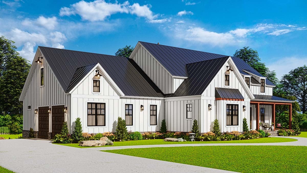 Farmhouse Plan with 2809 Sq. Ft., 3 Bedrooms, 3 Bathrooms, 2 Car Garage Picture 3