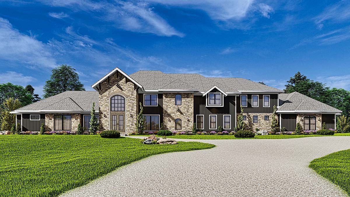 Contemporary Plan with 8339 Sq. Ft., 7 Bedrooms, 8 Bathrooms, 5 Car Garage Elevation