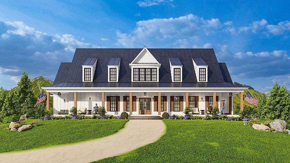 Country, Farmhouse Plan with 2845 Sq. Ft., 3 Bedrooms, 4 Bathrooms, 2 Car Garage Elevation