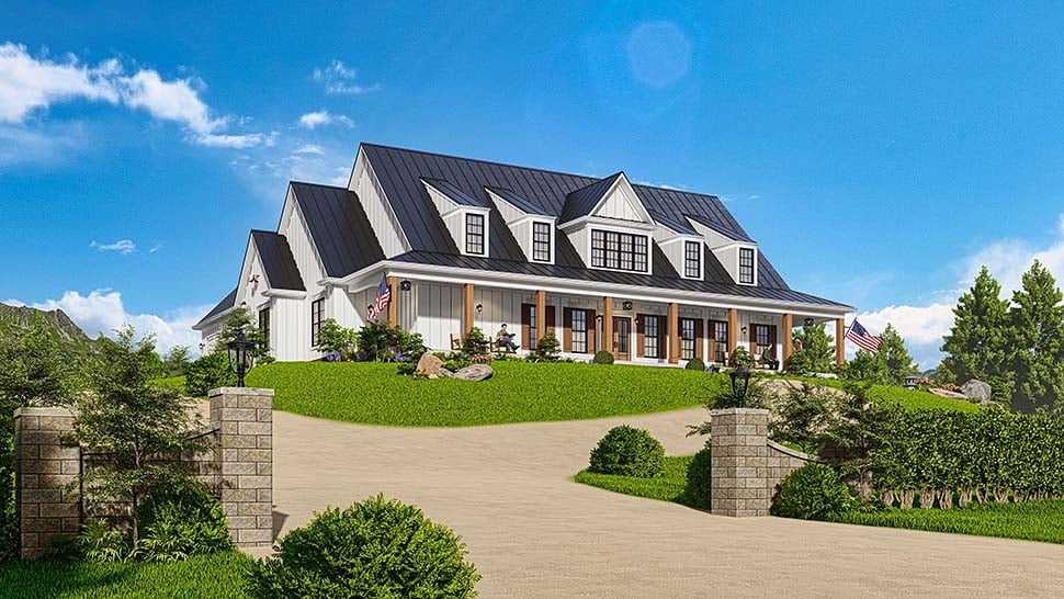Country, Farmhouse Plan with 2845 Sq. Ft., 3 Bedrooms, 4 Bathrooms, 2 Car Garage Picture 4