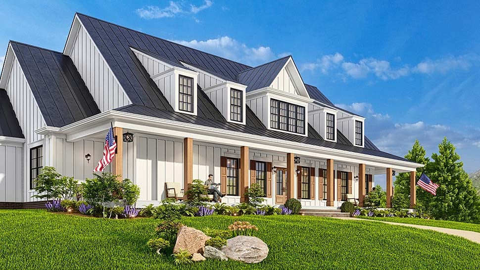 Country, Farmhouse Plan with 2845 Sq. Ft., 3 Bedrooms, 4 Bathrooms, 2 Car Garage Picture 5
