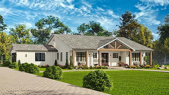 Country, Craftsman, Ranch House Plan 81664 with 3 Beds, 3 Baths, 2 Car Garage Elevation
