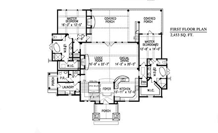 Cottage, Craftsman, New American, Ranch House Plan 81666 with 2 Beds, 3 Baths First Level Plan