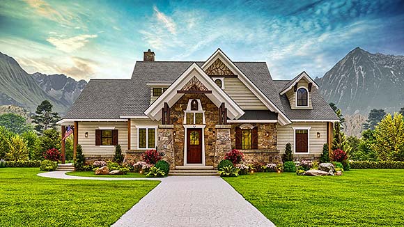 Cottage, Craftsman, New American, Ranch House Plan 81666 with 2 Beds, 3 Baths Elevation