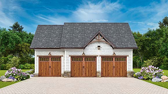 Country, Craftsman, Traditional Garage-Living Plan 81672, 3 Car Garage Elevation