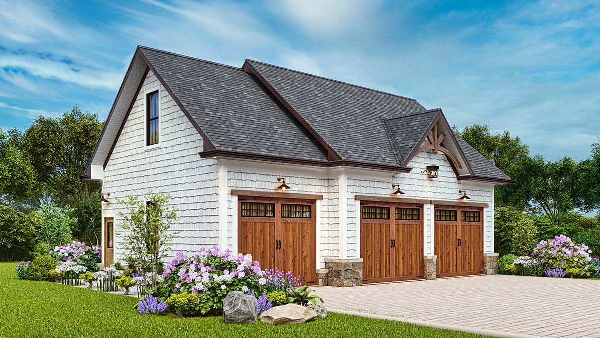 Country, Craftsman, Traditional Plan with 494 Sq. Ft., 1 Bathrooms, 3 Car Garage Picture 3
