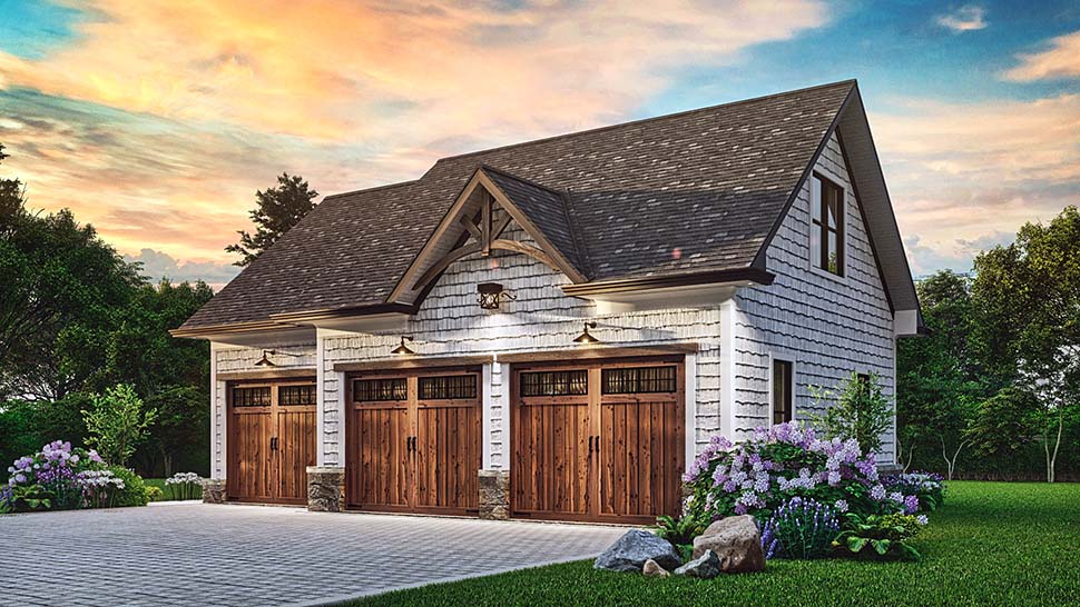 Country, Craftsman, Traditional Plan with 494 Sq. Ft., 1 Bathrooms, 3 Car Garage Picture 5