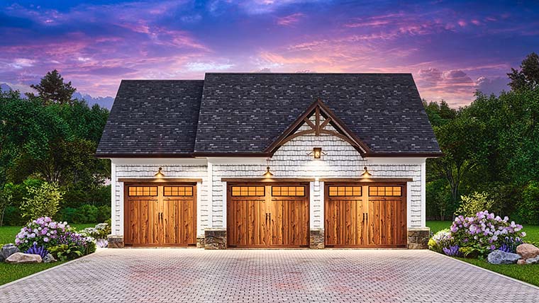 Country, Craftsman, Traditional Plan with 494 Sq. Ft., 1 Bathrooms, 3 Car Garage Picture 6