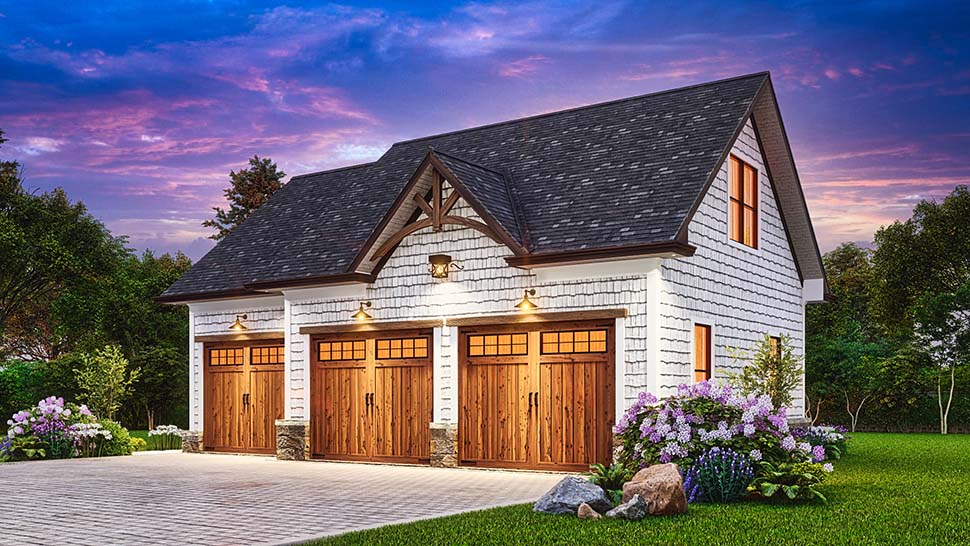 Country, Craftsman, Traditional Plan with 494 Sq. Ft., 1 Bathrooms, 3 Car Garage Picture 7