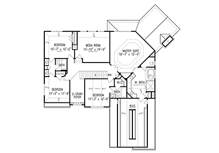 Craftsman, Traditional House Plan 81674 with 5 Beds, 4 Baths, 3 Car Garage Second Level Plan