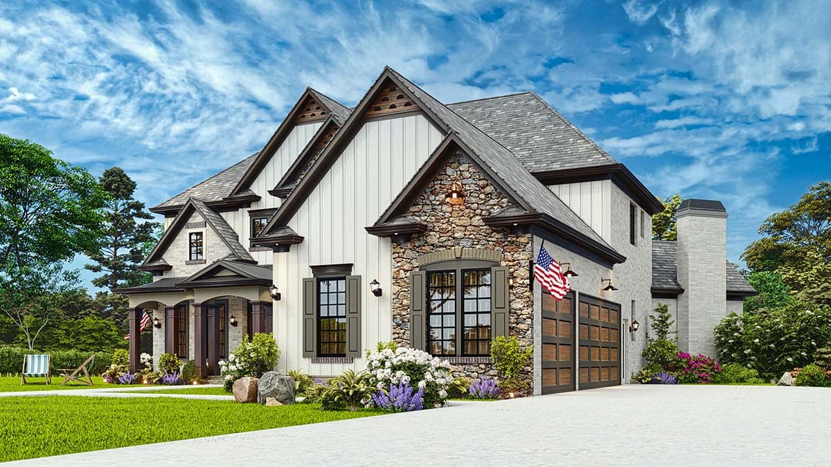 Craftsman, Traditional Plan with 3547 Sq. Ft., 5 Bedrooms, 4 Bathrooms, 3 Car Garage Picture 2