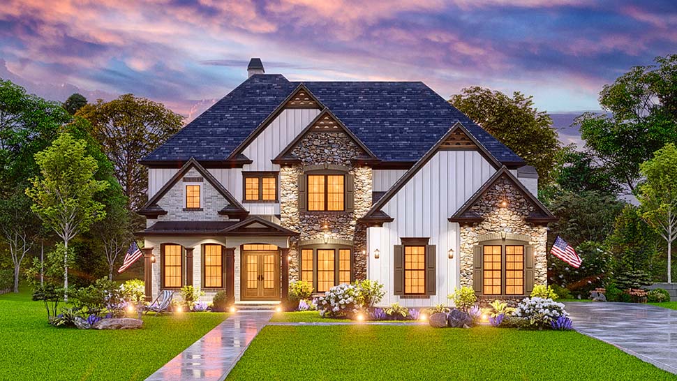 Craftsman, Traditional Plan with 3547 Sq. Ft., 5 Bedrooms, 4 Bathrooms, 3 Car Garage Picture 8