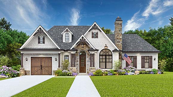 Cottage, Craftsman, Ranch, Traditional House Plan 81676 with 2 Beds, 2 Baths, 1 Car Garage Elevation