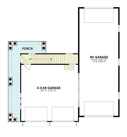 Cottage, Craftsman, European, French Country Garage-Living Plan 81681, 2 Car Garage First Level Plan