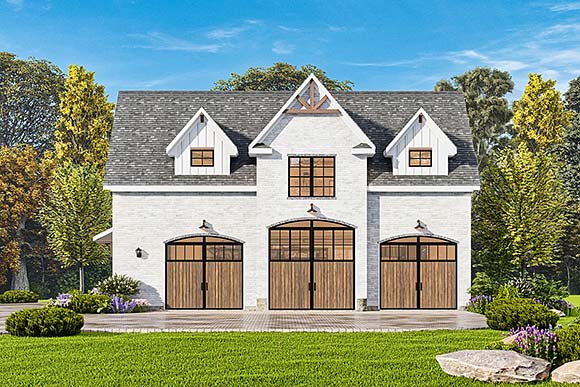 Contemporary, Country, Craftsman, Traditional Garage-Living Plan 81683 with 1 Beds, 1 Baths, 3 Car Garage Elevation